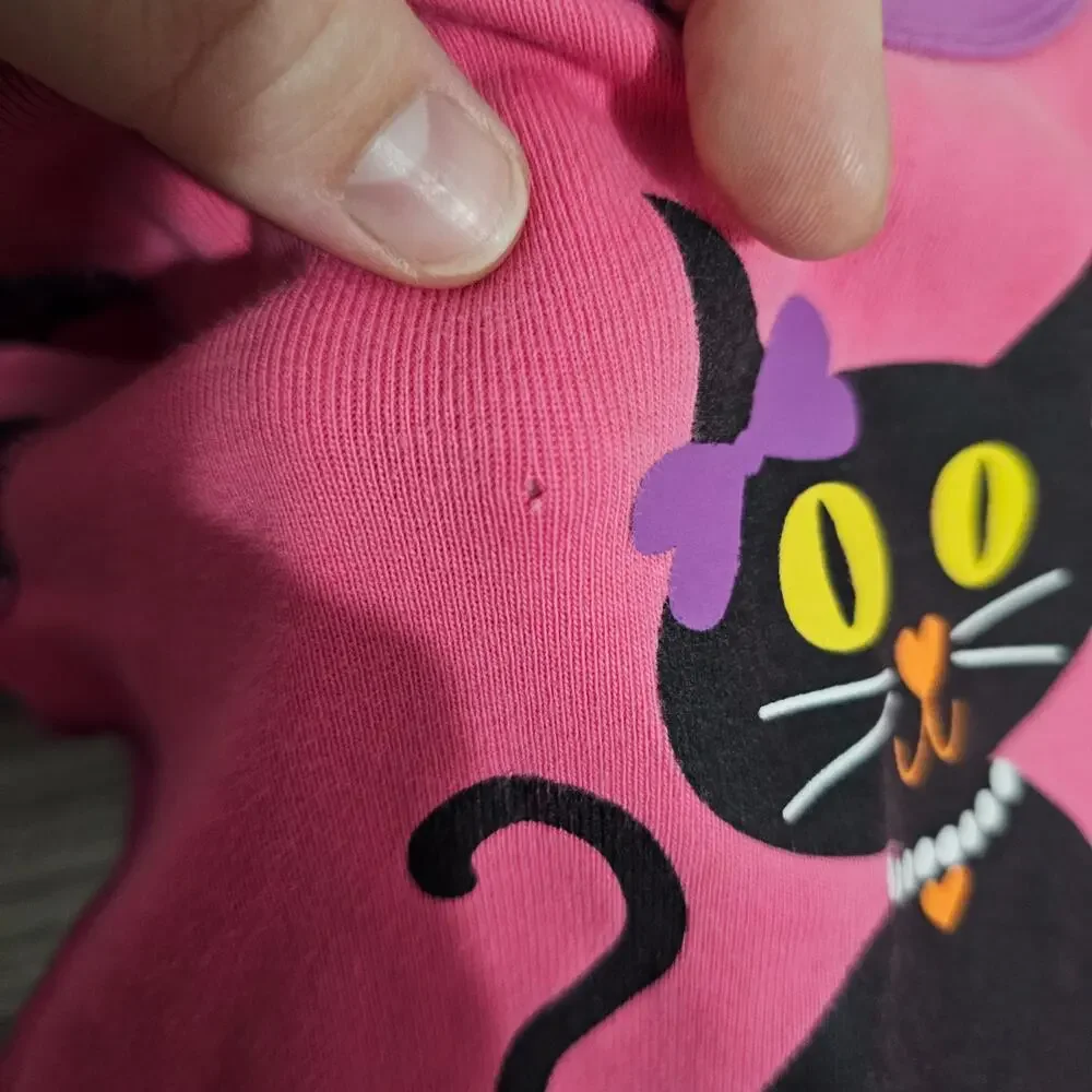 Hanna Andersson Pajama Set Pink Purple Black Cat Long Sleeve Halloween Girls 6-7